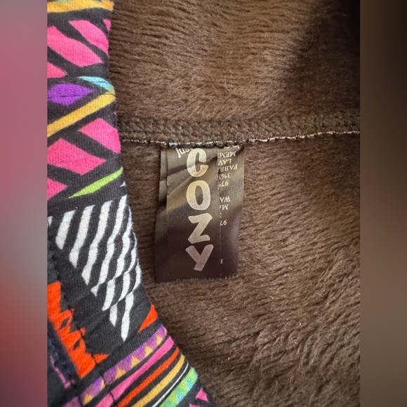 JUST COZY Colorful Pink Print Fleece Lined Leggings womens size OS (fits Medium) - Picture 4 of 8